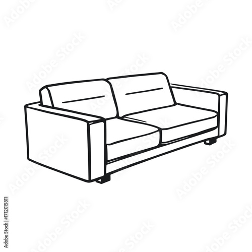 Luxury white leather sofa, a contemporary object for a comfortable room interior, isolated on a white background