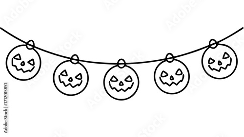 Garland With Jack O Lanterns Icon Line Art