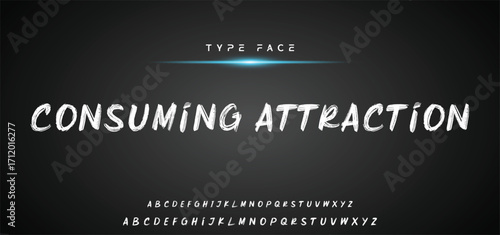Hot brush alphabet duo. Vector script.