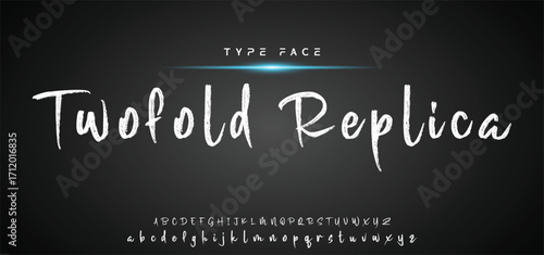 Hot brush alphabet duo. Vector script.