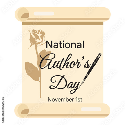 National Authors Day Parchment Scroll Ink Pen