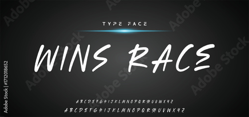 Hot brush alphabet duo. Vector script.