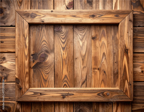 Rustic Wooden Frame on Brown Wooden Background Perfect for Rustic Designs
