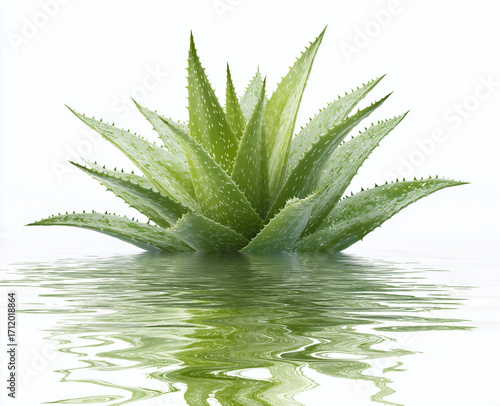 aloe vera by aloe sanchez on a red background, with no shadows or reflections. 