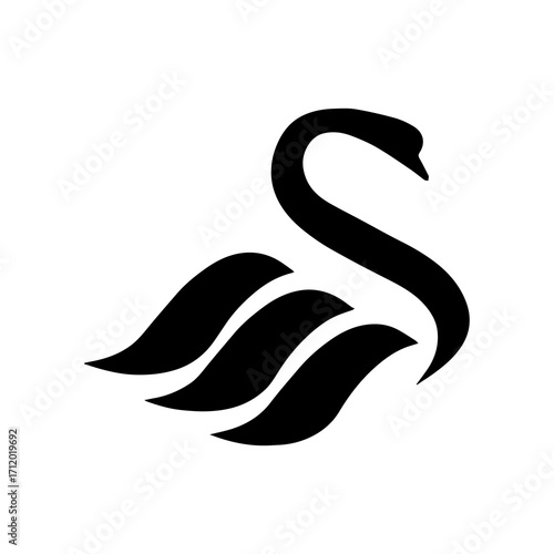 Fototapeta Naklejka Na Ścianę i Meble -  Black swan vector silhouette logo design icon