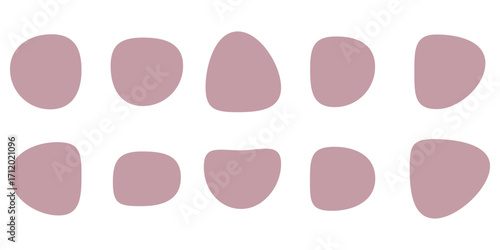 Random blob circles silhouette icon set. An arrangement of black organic shapes. Isolated on a white background.