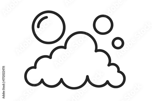 Bubble and foam outline icon. Soap suds vector illustration. Clean wash hygiene concept. Bath lather shampoo foam symbol. Water fizz, laundry detergent, carbonated pop.