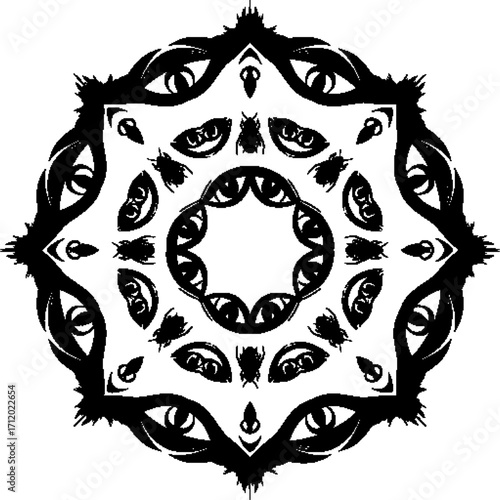 Mystical and Surreal Artwork: This mandala can be used for themes of mystery, insight, and psychological symbolism, suitable for books, posters, or digital platforms.