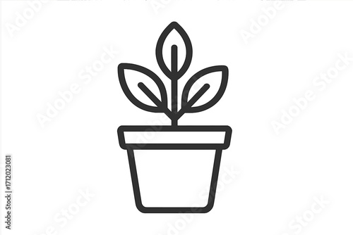 Potted plant icon. Sprout in a pot. Metaphor for business growth, startup, investment, and development. Ecology and nature concept. Simple linear vector illustration.