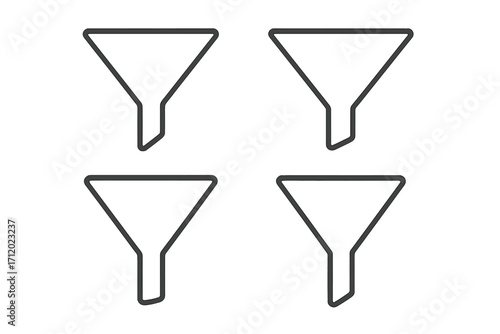 Marketing sales funnel line icon set. Business conversion pipeline & lead generation concept. Data filtering, sorting process & customer journey vector graphic symbol.
