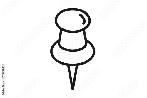 Push pin icon. Thumbtack linear symbol for location marker. Office stationery supply for attaching notes to a cork board. Simple vector illustration for web, map, reminder.