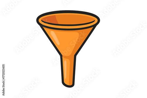 Sales funnel vector concept. Marketing business metaphor for lead generation, customer journey, and conversion. Data filter process icon for web and apps. Isolated cartoon illustration.