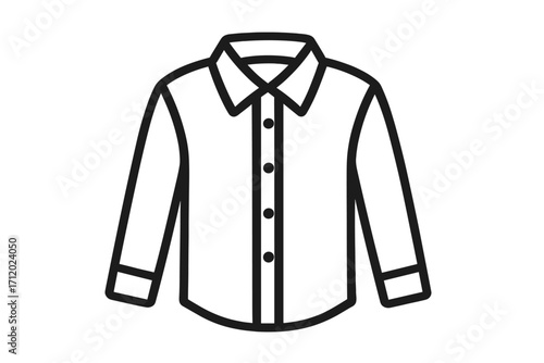 Dress shirt icon. Business long sleeve shirt symbol. Simple vector line art illustration of formal classic clothing for fashion and apparel. Button-up menswear garment.