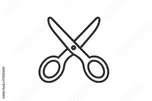 Scissors icon vector for cutting. Minimalistic line art pictogram for web design, apps, and graphic design. Simple outline illustration of a tool for office, craft, or barber.