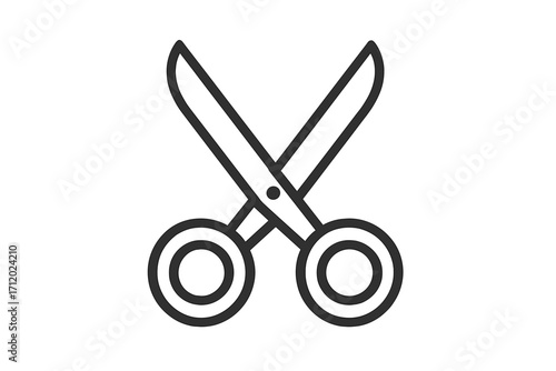 Scissors line icon. Cutting tool symbol. Minimalistic pictogram for web and graphic design. Vector illustration for apps, banners, social network. Craft, office supply.