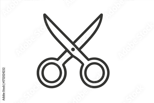Scissors line icon, simple vector cutting tool symbol. Minimalist outline for graphic design, web, apps. Concept for hairdresser, tailor, craft, school, office supply. Cut pictogram.