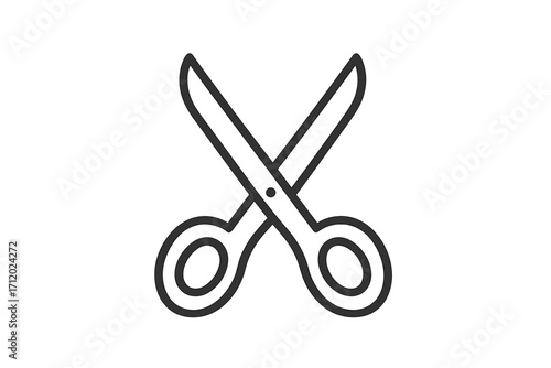 Minimalistic Scissors Icon Thin Outline Style for Web Design, Graphic Apps, Banners, Social Media, Cards, Vector Cartoon Illustration Transparent Background