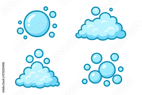 Cartoon bubble and foam sign vector set, transparent background graphic icons for apps and design, playful concept elements, comic style illustration, decorative shapes for creativity
