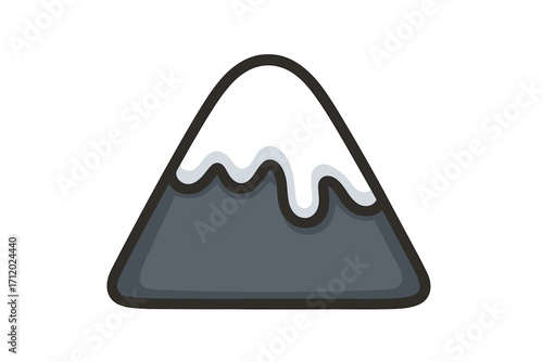 Snow cap icon flat style vector cartoon illustration with transparent background, simple winter mountain peak symbol, cold weather nature element, isolated set design