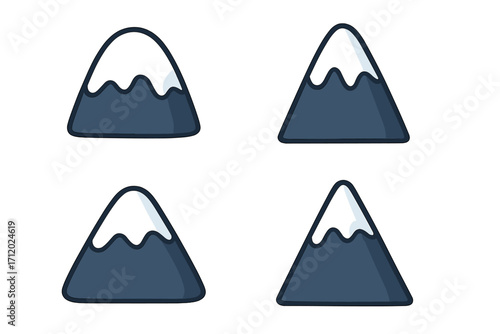 Snow drift icon set, flat cartoon vector illustration with transparent background, winter storm symbol, snow accumulation design collection, cold weather graphic elements