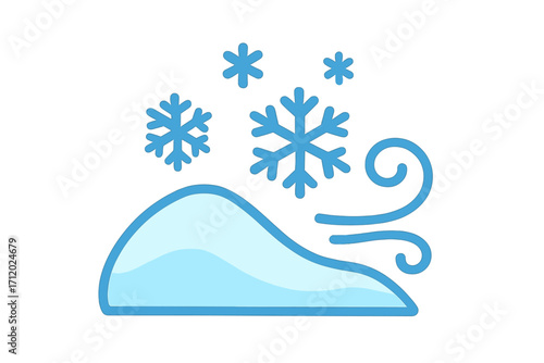 Snow drift symbol flat style vector cartoon illustration, winter snow pile icon, cold weather seasonal design element, transparency background, isolated graphic set