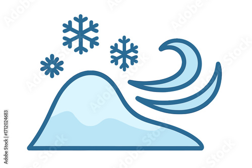 Snow drift symbol flat style vector cartoon illustration with transparent background, winter weather icon, snowflakes, cold climate element, frost and chill concept