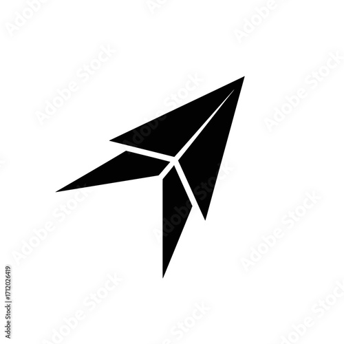 Geometric black arrowhead icon symbolizing growth, speed, and direction for modern business logos