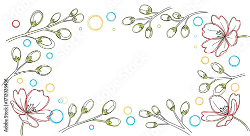 Elegant floral and bubbly border design for invitations and greeting cards.
