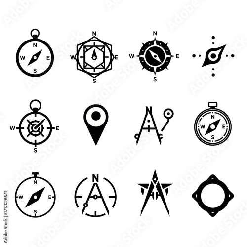 Compass Icons Collection Navigation, Direction and Orientation Symbols