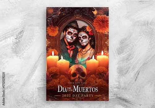 Dia De Los Muertos Flyer Template for Day of The Dead & Mexican Party Events