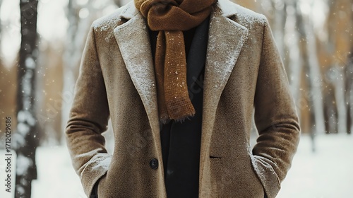 Wallpaper Mural Classic Wool Coat with Scarf – Stylish Winter Day Outfit Torontodigital.ca