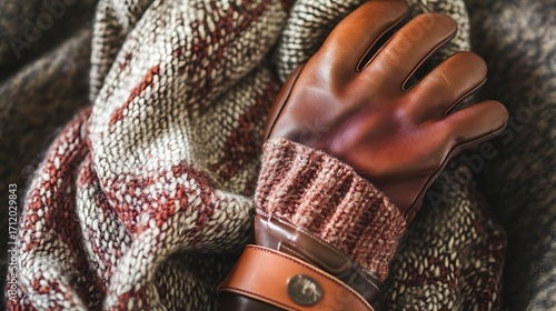 Wallpaper Mural Classic Wool Sweater with Leather Gloves and Scarf – Elegant Winter Fashion Torontodigital.ca