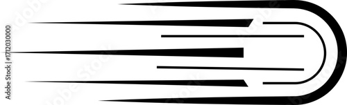 Single speed line black vector icon, fast motion effect element, dynamic streak acceleration graphic shape illustration. Speed action symbol. Superhero sign. Speed improvement chart boost power.