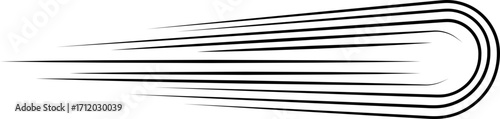 Single speed line black vector icon, fast motion effect element, dynamic streak acceleration graphic shape illustration. Speed action symbol. Superhero sign. Speed improvement chart boost power.