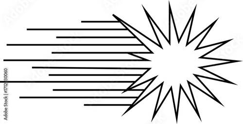 Single speed line black vector icon, fast motion effect element, dynamic streak acceleration graphic shape illustration. Speed action symbol. Superhero sign. Speed improvement chart boost power.