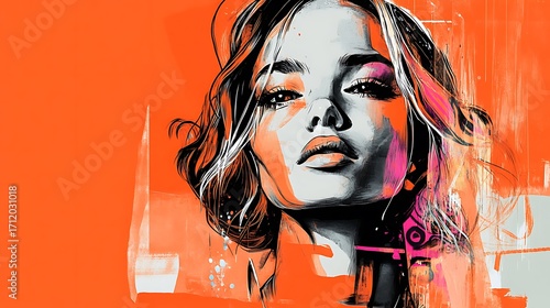 Graffiti Portrait of a Woman with Modern Abstract Style – Urban Art Illustration
