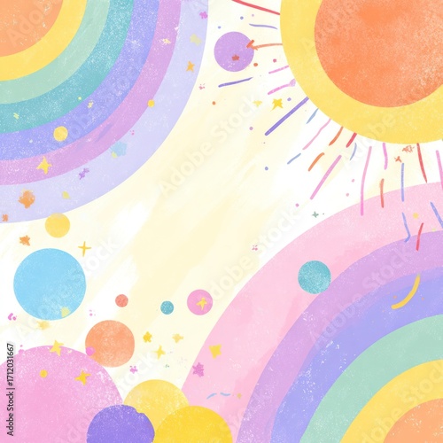 happy pastel background for preschool illustration