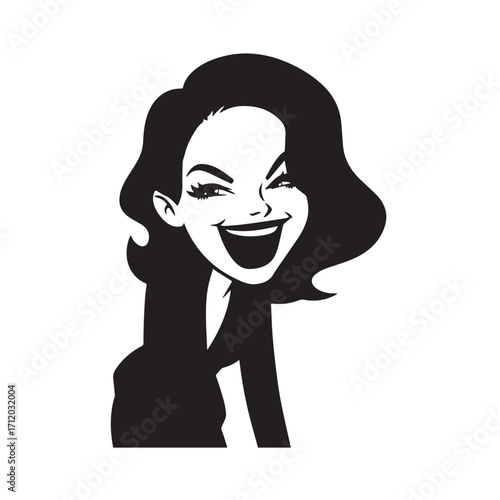 Beautiful Woman in Formal Dress Black and White Illustration Vector Art Design