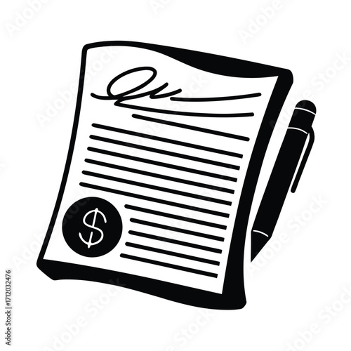 Contract Document with Signature Icon