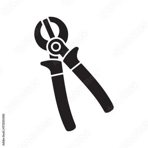 Solid cable cutter tool icon isolated on white background