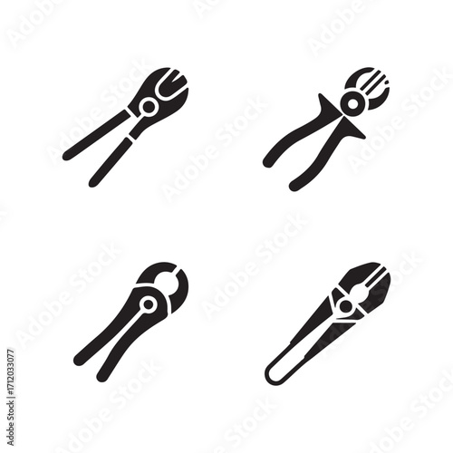Cable cutter tool solid icon isolated on white background