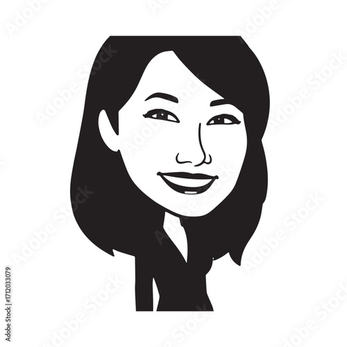 Beautiful Woman in Formal Dress Black and White Illustration Vector Art Design