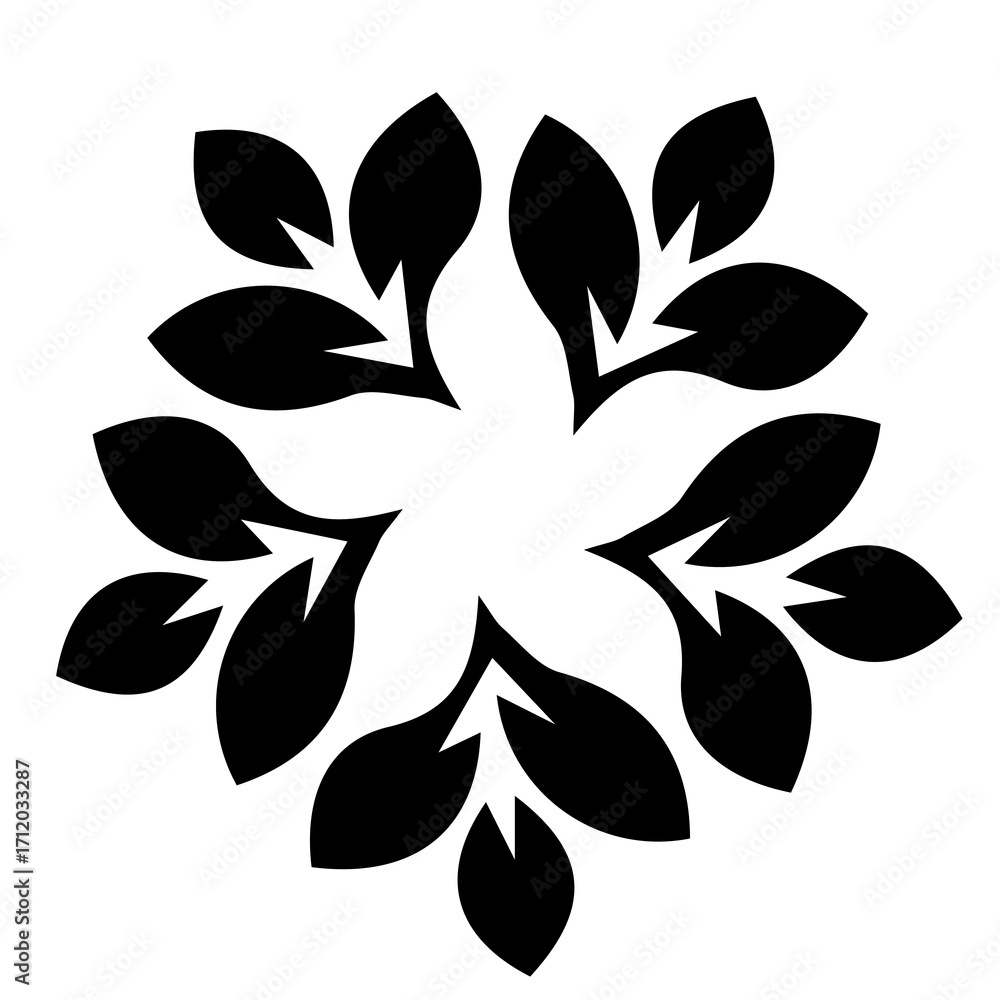 Obraz premium mandala leaf flowing lines black and white
