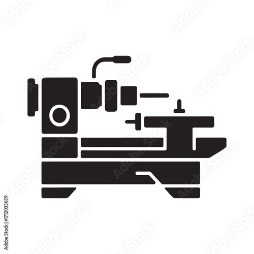 Solid lathe machine icon isolated on white background