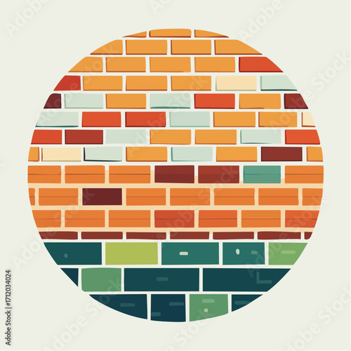 Icône ronde stylisée motif brique