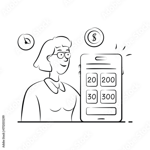 Top up credit illustration with digital finance app, ready to use vector