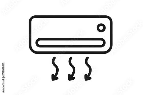 Air conditioner line icon. Climate control concept. Simple vector illustration for cooling system, temperature regulation, and ventilation. HVAC appliance symbol for web and app.