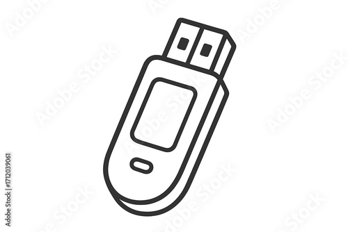 USB flash drive line icon. Memory stick vector symbol. Data storage concept. Digital information transfer. Computer hardware outline illustration. Portable pen drive pictogram.