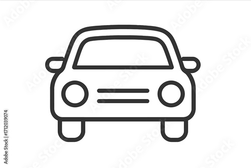 Car icon simple line symbol. Automobile front view outline pictogram. Vector transport illustration for web, app. Vehicle, traffic, drive, auto service concept logo design.