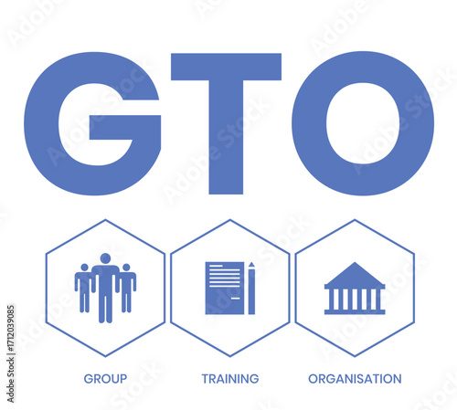 GTO - Group Training Organisation acronym. business concept background. vector illustration concept with keywords and icons. lettering illustration with icons for web banner, flyer, landing page